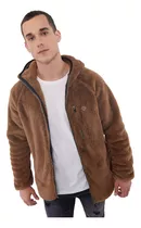 Polerón Hombre Peludo Liso Full Zipper Camel Corona