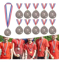 10 Medalla Deportiva Metálica C/cinta 7 Cm Oro,plata,bronce