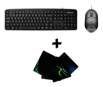 Kit Teclado E Mouse Básico Com Fio Usb Escritório + Brinde