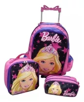 Mochila Bolsa Carrinho Barbie Personagem Rodinhas Juvenil 