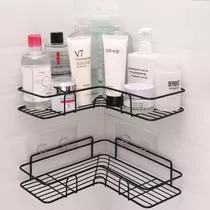 Esquinero Estante Organizador Adhesivo Cocina Baño Ducha Color Negro