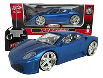 Carrinho De Controle Remoto Carro Ferrari F430 Azul Led