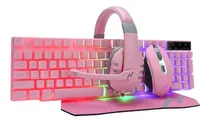 Kit Gamer Teclado Mouse Auricular Pad Combo Rosa Noga Nkb411 Color Del Teclado Rosa Color Del Mouse Rosa