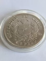 Antique, Moneda De Plata Chilena, Peso Águila 1880.