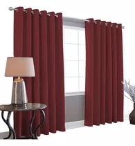 Cortinas Blackout Melocotton - Color Vino - 275cm De Ancho X 215cm De Alto En 2 Páneles - Aislamiento Térmico , Reduce El Ruido Exterior , Cortinas Opacas Con Ojales , Lavable En Casa