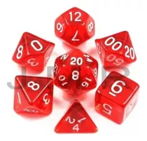 Dados Para Rpg Com Sete - Vermelho Translucido C/n° Branco