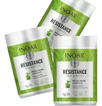 03 Máscara Inoar Resistance Fibra De Bambu Hidratante 1000g