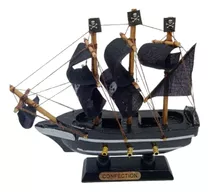 Navio Caravela Pirata 15cm Madeira Miniatura Decoração