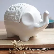Hornito En Ceramica Para Vela Aromática Diseño Elefante 