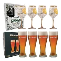 4 Vasos + 4 Copas Gin Y Cerveza Colección Patagonia Regalo