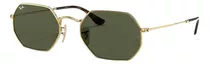 Óculos De Sol Ray-ban Round Octagonal Classic Standard Armação De Metal Cor Polished Gold, Lente Green De Cristal Clássica, Haste Polished Gold De Metal - Rb3556n