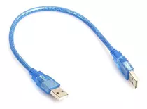 Cabo Usb 2.0 Extensão Macho X Macho Usb Azul Transp. 30 Cm