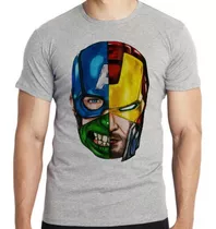 Camiseta Infantil Top  Vingadores Cabeças Hulk Thor Capitão