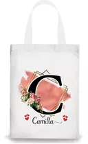 Bolsa Sacola Ecobag 20x25 Nome Alfabeto Floral Personalizada