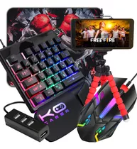 Kit Mobilador Celular Teclado Gamer Uma Mão + Mouse Gamer