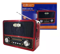 Caixa De Som Portátil Bluetooth Rádio Fm Retrô Vintage Inova Cor Vermelho 110v/220v