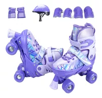Patins Infantil Quad 4 Rodas Roller + Kit Proteção Completo