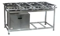 Fogão Industrial 8 Bocas Duplas 40x40 P8 Em Aço Inox Forno