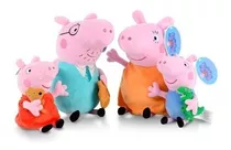 Kit 4 Bonecos Família Peppa Pig Completa Pelúcia Musical  