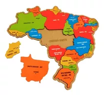  Quebra Cabeça Mapa Brasil Capitais Brinquedo Educativo Mdf 