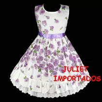 Cod 232 - Vestido Infantil Importado Lilás Floral 3 - 4 Anos