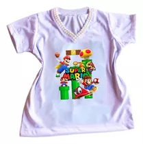 Camiseta Camisa Personalizada Infantil Do Super Mario Mod00