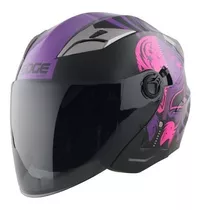 Casco Semi Integralpara Moto Jaguar Warrior De Dama Fucsia