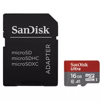 Sandisk Ultra 16gb Micro Sdhc Uhs-i Card With Adapter (4cvb)