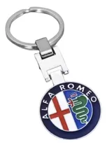 Llavero Cromado Importado Metal Logo Alfa Romeo Ambos Lados