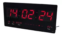 Reloj Digital De Pared Led 46x22cm Temperatura Calendario