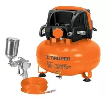 Compresor Libre De Aceite Truper Comp-kit24s 24l + Pistola Color Naranja Frecuencia 60 Hz