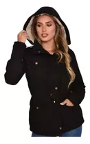 Campera Mujer Parka Gabardina Abrigada Capucha Y Corderito