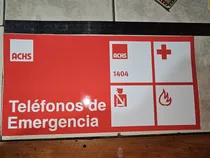 Cartel Autoadhesivo Achs Telefonos De Emergencia Horizontal 