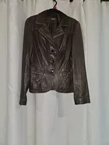 Jacket Cuero Mujer Usada Rebaja Small 10mil