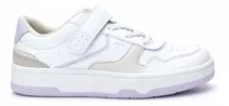 Zapatilla Blanca Y Lila Con Velcro Noa Niñas Atomik Color Blanco-lila Diseño De La Tela Liso Talle 34 Ar