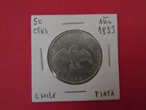 Moneda Chile 50 Centavos De Plata Año 1853 Muy Escasa