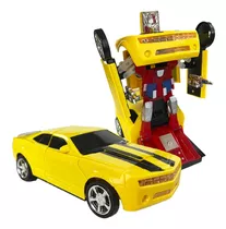 Carro Robô Tranformers Camaro Amarelo Bumblebee