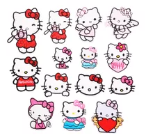 Set De 14 Parches Bordados Termoadhesivos Hello Kitty