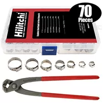 Hilitchi 70pcs Abrazaderas De Manguera De Oreja De Acero Ino