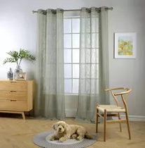 Semi Sheer Curtains Poly Linen Textured Solid Grommet C...