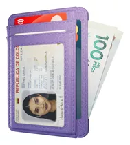 Billetera Tarjetero Portadocumentos Wallet Card Holder Bloqueo Rfid Cuero Pu Hombre Mujer Lavanda