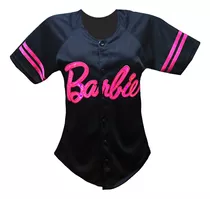 Jersey Casaca Beisbol Dama Barbie Negro