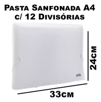 Pasta Sanfonada A4 Com 12 Divisórias Pp Transp. Cristal Line