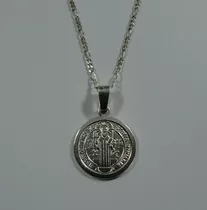 Collar  Medalla San Benito Santo Protector Plata 925