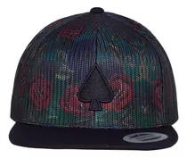 Boné Bone Mcd Floral Aba Reta Fitão Preto Ajustável Snapback