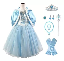 Vestido De Princesa Elsa Frozen Fiesta Cosplay Disfraz + Accesorios Para Niñas