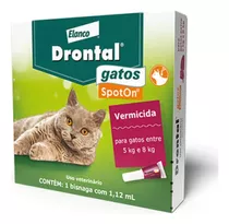 Drontal Spot On 1,12 Ml Vermicida Gatos 5 A 8 Kg Vermifugo