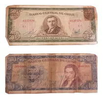 Billetes De 50,100 Escudos Chilenos De La Epoca De Los 60s