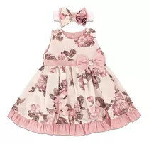 Vestido Ariele Bebê Menina Floral Luxo 1 , 2 E 3 Anos