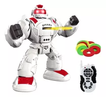 Robô De Brinquedo Lança Discos C/ Controle Remoto 2 Funções